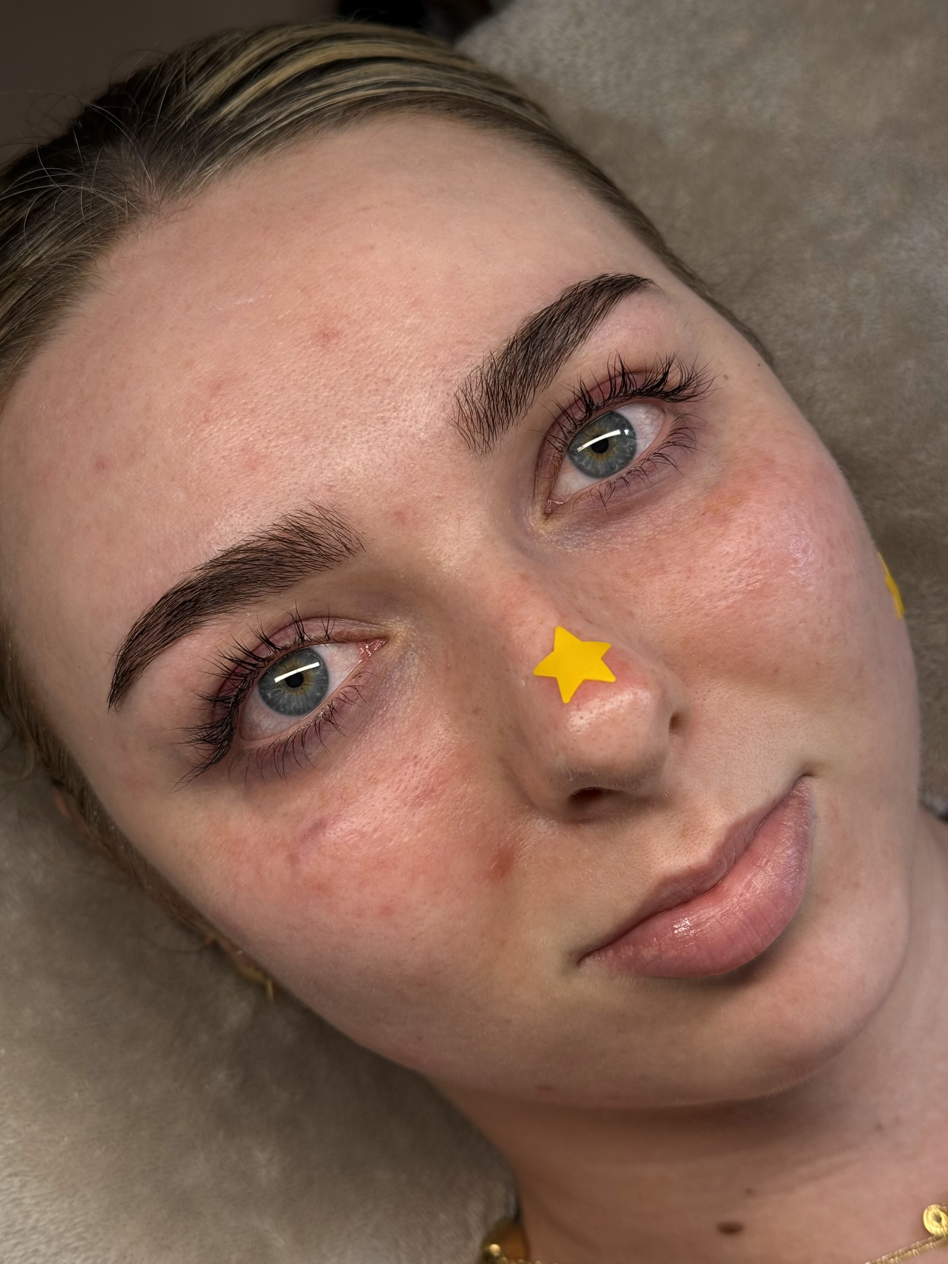 Brow and lash result on a client